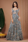 Shop_Ahi Clothing_Multi Color Georgette Sweetheart Neck Floral Print Dress And Bustier Set _Online_at_Aza_Fashions