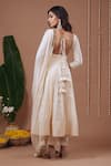 Shop_Ahi Clothing_Ivory Chiffon, Shantoon Embroidery, Tassels Square Neck Chikankari Anarkali Set _at_Aza_Fashions