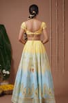 Shop_Ahi Clothing_Yellow Crepe, Organza Pearls, Beads, Embroidery, Floral Pattern Lehenga Set _at_Aza_Fashions
