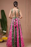 Shop_Ahi Clothing_Green Georgette Embroidery, Tassels V-neck Bandhani Print Lehenga Set _at_Aza_Fashions