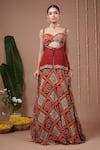 Buy_Ahi Clothing_Maroon Georgette Sequins, Zari, Mirrors, Embroidery Printed Kurta Lehenga Set _Online_at_Aza_Fashions