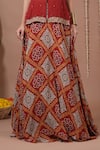 Buy_Ahi Clothing_Maroon Georgette Sequins, Zari, Mirrors, Embroidery Printed Kurta Lehenga Set 