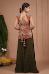 Shop_Ahi Clothing_Red Georgette Stones, Zari Sweetheart Neck Bandhani Print Kurta Set _at_Aza_Fashions