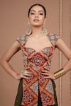 Buy_Ahi Clothing_Red Georgette Stones, Zari Sweetheart Neck Bandhani Print Kurta Set 