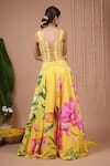 Shop_Ahi Clothing_Mustard Crepe, Organza, Net Embroidery, Beads, Floral Pattern Lehenga Set _at_Aza_Fashions