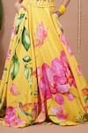 Buy_Ahi Clothing_Mustard Crepe, Organza, Net Embroidery, Beads, Floral Pattern Lehenga Set _Online_at_Aza_Fashions