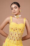 Shop_Ahi Clothing_Mustard Crepe, Organza, Net Embroidery, Beads, Floral Pattern Lehenga Set _Online_at_Aza_Fashions