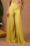 Buy_Ahi Clothing_Lime Georgette Mirrors, Crystals, Beads Square Neck Embellished Top And Pant Set _Online_at_Aza_Fashions