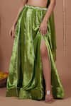 Ahi Clothing_Green Velvet, Organza Embroidery, Beads, Mirrors Work Blouse And Skirt Set _Online_at_Aza_Fashions