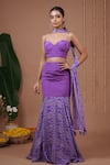 Shop_Ahi Clothing_Purple Crepe Sweetheart Neck Structured Top And Bandhani Pattern Skirt Set _Online_at_Aza_Fashions