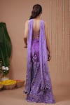 Shop_Ahi Clothing_Purple Crepe Sweetheart Neck Structured Top And Bandhani Pattern Skirt Set _at_Aza_Fashions