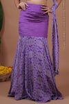 Ahi Clothing_Purple Crepe Sweetheart Neck Structured Top And Bandhani Pattern Skirt Set _at_Aza_Fashions