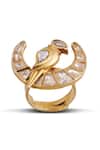 Buy Anita Dongre Gold Plated Stones Chakor Bird And Crescent Zircon Ring at Aza Fashions Buy_Anita Dongre_Gold Plated Stones Chakor Bird And Crescent Zircon Ring _at_Aza_Fashions