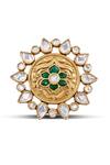Shop Anita Dongre Gold Plated Stones Dilnar Zircon Embellished Floral Motif Ring at Aza Fashions Shop_Anita Dongre_Gold Plated Stones Dilnar Zircon Embellished Floral Motif Ring _at_Aza_Fashions