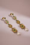 Buy Anita Dongre Gold Plated Pearls, Stones Elanur Zircon And Drop Dangler Earrings at Aza Fashions Buy_Anita Dongre_Gold Plated Pearls, Stones Elanur Zircon And Drop Dangler Earrings _at_Aza_Fashions