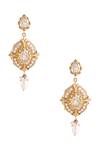 Shop Anita Dongre Gold Plated Stones, Pearls Meghlekha Zircon And Drop Polish Earrings at Aza Fashions Shop_Anita Dongre_Gold Plated Stones, Pearls Meghlekha Zircon And Drop Polish Earrings _at_Aza_Fashions