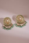 Buy Anita Dongre Gold Plated Zari, Stones, Beads Rumeysa Lotus Motif Zircon And Drop Earrings at Aza Fashions Buy_Anita Dongre_Gold Plated Zari, Stones, Beads Rumeysa Lotus Motif Zircon And Drop Earrings _at_Aza_Fashions