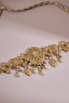 Shop Anita Dongre Gold Plated Manasvita Zircon And Pearl Embellished Choker Necklace at Aza Fashions Shop_Anita Dongre_Gold Plated Manasvita Zircon And Pearl Embellished Choker Necklace _at_Aza_Fashions