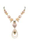 Buy Anita Dongre Gold Plated Osfour Zircon And Pearl Embellished Bird Motif Necklace at Aza Fashions Buy_Anita Dongre_Gold Plated Osfour Zircon And Pearl Embellished Bird Motif Necklace _at_Aza_Fashions