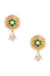 Buy Anita Dongre Gold Plated Pearls, Stones Eira Floral Motif Zircon And Drop Earrings at Aza Fashions Buy_Anita Dongre_Gold Plated Pearls, Stones Eira Floral Motif Zircon And Drop Earrings _at_Aza_Fashions