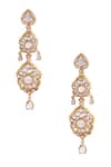 Shop Anita Dongre Gold Plated Stones Ankavai Zircon Embellished Polish Drop Earrings at Aza Fashions Shop_Anita Dongre_Gold Plated Stones Ankavai Zircon Embellished Polish Drop Earrings _at_Aza_Fashions