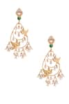 Shop Anita Dongre Gold Plated Zari, Pearls, Stones Noham Bird Motif Zircon And Drop Earrings at Aza Fashions Shop_Anita Dongre_Gold Plated Zari, Pearls, Stones Noham Bird Motif Zircon And Drop Earrings _at_Aza_Fashions
