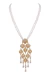 Buy_Anita Dongre_Gold Plated Kashaf Zircon And Pearl Embellished Necklace _at_Aza_Fashions