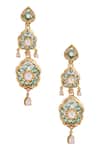 Shop_Anita Dongre_Gold Plated Stones Sabiha Zircon Embellished Tiered Drop Earrings _at_Aza_Fashions