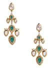 Shop_Anita Dongre_Gold Plated Stones Jahanzeb Zircon And Polish Drop Earrings _at_Aza_Fashions