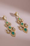 Buy_Anita Dongre_Gold Plated Stones Jahanzeb Zircon And Polish Drop Earrings _at_Aza_Fashions