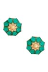 Shop_Anita Dongre_Gold Plated Zari, Stones Orenda Zircon Stud Earrings _at_Aza_Fashions