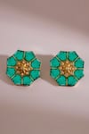 Buy_Anita Dongre_Gold Plated Zari, Stones Orenda Zircon Stud Earrings _at_Aza_Fashions