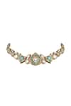 Shop_Anita Dongre_Gold Plated Gulbano Zircon Stone Embellished Choker Necklace _at_Aza_Fashions