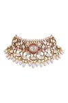 Buy_Anita Dongre_Gold Plated Mifraz Polish Zircon And Pearl Choker _at_Aza_Fashions