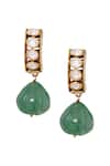 Shop_Anita Dongre_Gold Plated Zari, Pearls Juni Zircon And Drop Hoop Earrings _at_Aza_Fashions