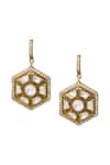 Shop_Anita Dongre_Gold Plated Stones Anzila Moissanite Hexagon Drop Earrings _at_Aza_Fashions