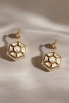 Buy_Anita Dongre_Gold Plated Stones Anzila Moissanite Hexagon Drop Earrings _at_Aza_Fashions