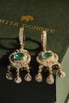 Shop_Anita Dongre_Gold Plated Stones Afzun Zircon And Polish Drop Earrings _at_Aza_Fashions