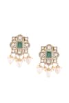 Shop_Anita Dongre_Gold Plated Pearls, Stones Nasmin Moissanite And Drop Earrings _at_Aza_Fashions