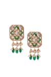 Buy_Anita Dongre_Gold Plated Zari, Stones, Pearls Novera Zircon And Drop Earrings _at_Aza_Fashions