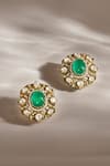 Buy_Anita Dongre_Gold Plated Arfa Zircon Studded Oval Stone Earrings _at_Aza_Fashions