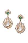 Shop_Anita Dongre_Gold Plated Stones Farnoush Zircon And Emerald Drop Earrings _at_Aza_Fashions