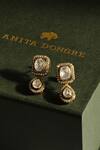 Shop_Anita Dongre_Gold Plated Stones Guinevere Moissanite Drop Earrings _at_Aza_Fashions