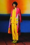 Buy_Clos_Multi Color Dupion, Silk Collared, V-neck Hana Block Jacket And Pant Set _Online_at_Aza_Fashions