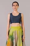 Clos_Multi Color Dupion, Silk Tassels Scoop Neck Swasha Pattern Lehenga With Top _Online_at_Aza_Fashions
