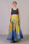 Buy_Clos_Multi Color Dupion, Silk Tassels Scoop Neck Swasha Pattern Lehenga With Top _at_Aza_Fashions