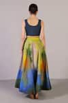 Shop_Clos_Multi Color Dupion, Silk Tassels Scoop Neck Swasha Pattern Lehenga With Top _at_Aza_Fashions