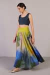 Shop_Clos_Multi Color Dupion, Silk Tassels Scoop Neck Swasha Pattern Lehenga With Top _Online_at_Aza_Fashions