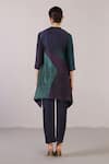 Shop_Clos_Blue Dupion, Silk Sequins Mandarin Collar Flowna Pattern Kurta With Pant _at_Aza_Fashions