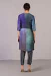 Shop_Clos_Green Dupion, Silk Sequins Round Neck Glint Pattern Kurta With Pant _at_Aza_Fashions